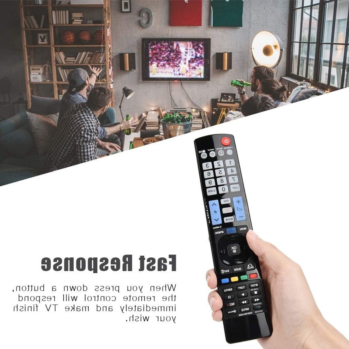 Multifunctionele afstandsbediening met grote knoppen voor Smart TV's, geschikt voor diverse modellen zoals AKB73615309, 42LD550, 46LD550, 55LE7300 en 50PT350