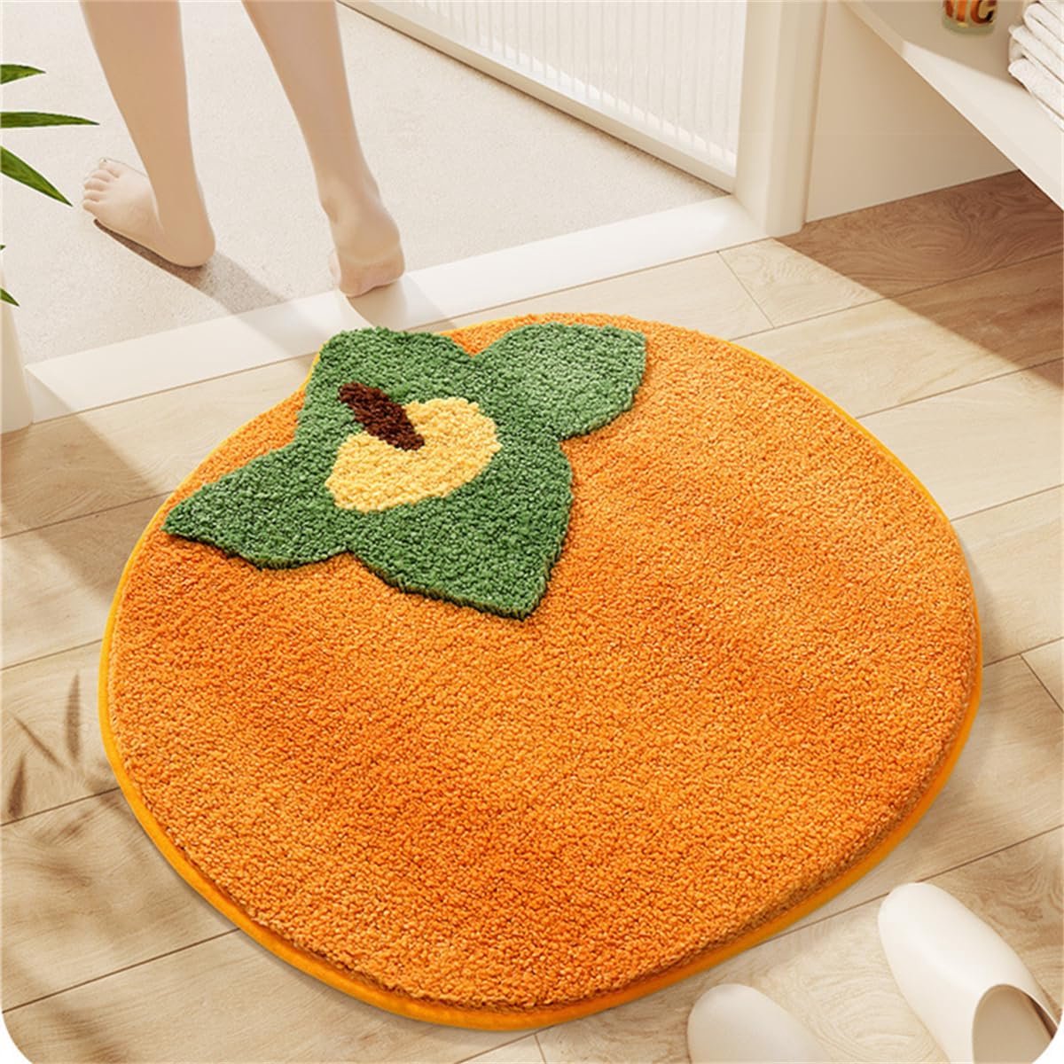 Badmat met fruitmotief, een schattig badkamerkleedje, zeer absorberend, heerlijk zacht en droogtebestendig. Geschikt voor kinderkamers, badkamers of andere ruimtes. Afmetingen: 60x90 cm. Kleur: kaki.