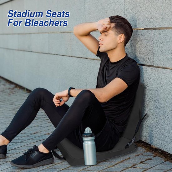 Stadionstoelen met Rugleuning - Draagbare tribune stoel - Buitenactiviteiten comfort - Snel opvouwbaar ontwerp - 38x34x34cm - Zwart verdikt — afbeelding 3