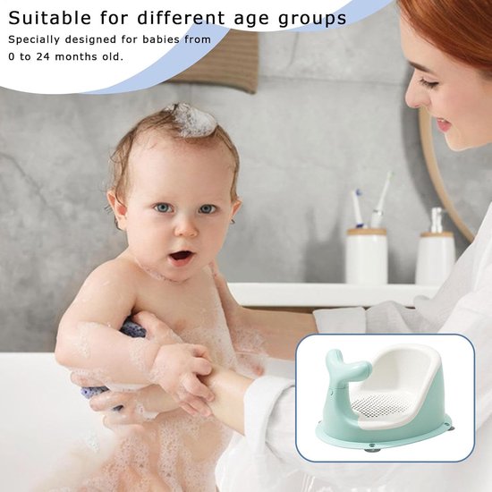 Baby Badzitje - Peuter Zitje - Veilig Baden - Antislip Onderkant - 37 x 20 x 37 cm - Lichtblauw — afbeelding 5