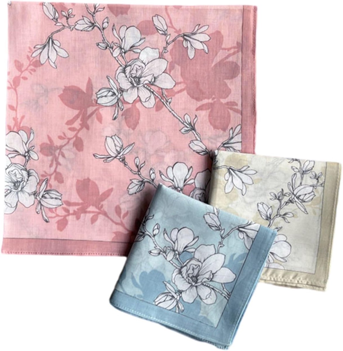 Bloemen Zakdoek - Foulard Sjaaltje - Stijlvol Accessoire - Zacht Polyester - 45x45 cm - Multicolor