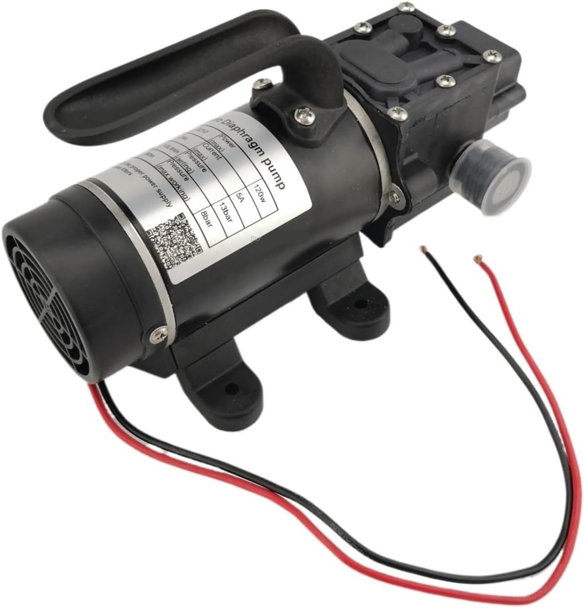 Hogedruk Waterpomp - Membraanpomp Zelfaanzuigend - Druk Verhogend - 10 L/Min Debiet - 120 W Vermogen - Zwart