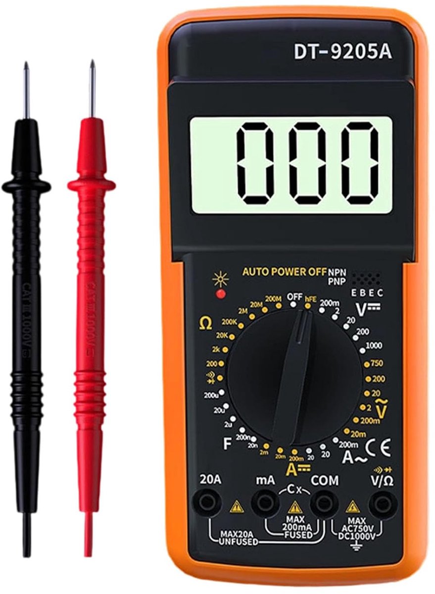 Digitale Multimeter - Tester Spanning - Elektrische Metingen - Overbelasting Bescherming - 1999 Counts Display - Grijs