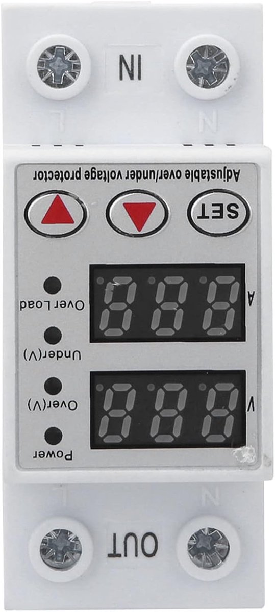 Overspanningsbeveiliging - Spanningsrelais - Apparaten Beveiligen - Intelligente Instelling - 230 V 40 A - Grijs