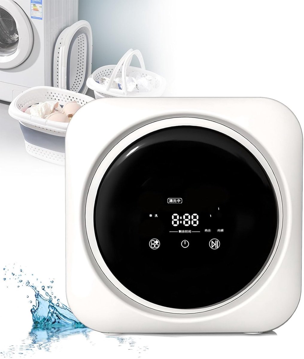 Mini Wasmachine Draagbare Wasmachine Ondergoed Wassen 2-in-1 Wassen en Drogen 35 Liter Wit