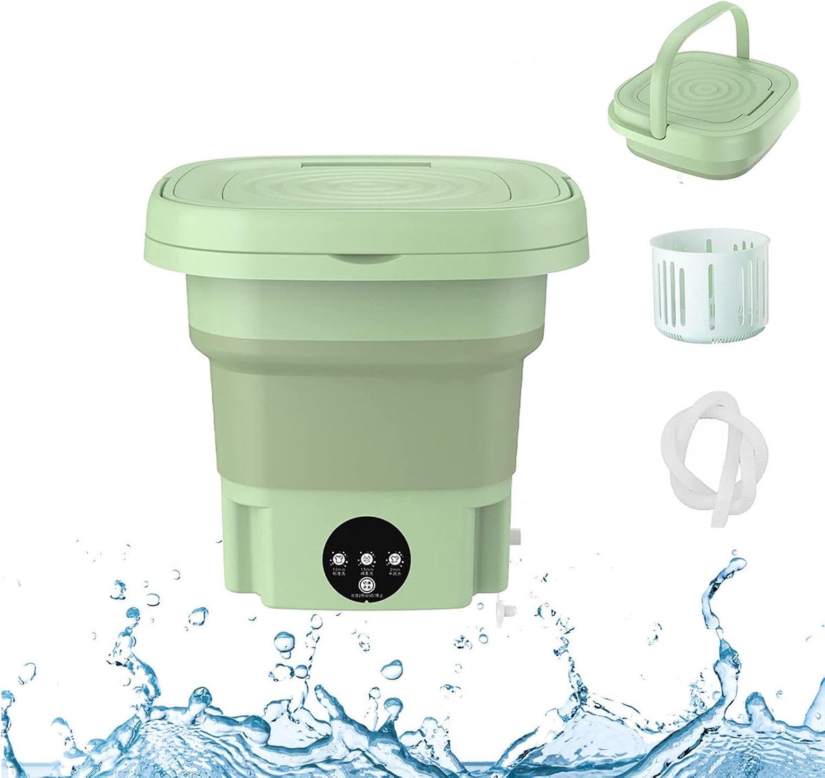 Mini Wasmachine Draagbare Wasmachine Opvouwbaar Ondergoed Wassen Met Blu-Ray Reiniging 8 Liter Groen