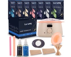 Luxuriq® Professionele Wax Apparaat - Inclusief 700 gram Hard Wax Bonen - Wax Beans Verwarmer - Wax Heater - Ontharing Set - Wax Set - Harsontharing - Waxverwarmer - Pre & After Wax - Siliconen Wax Sticks - Harsapparaat - Beige