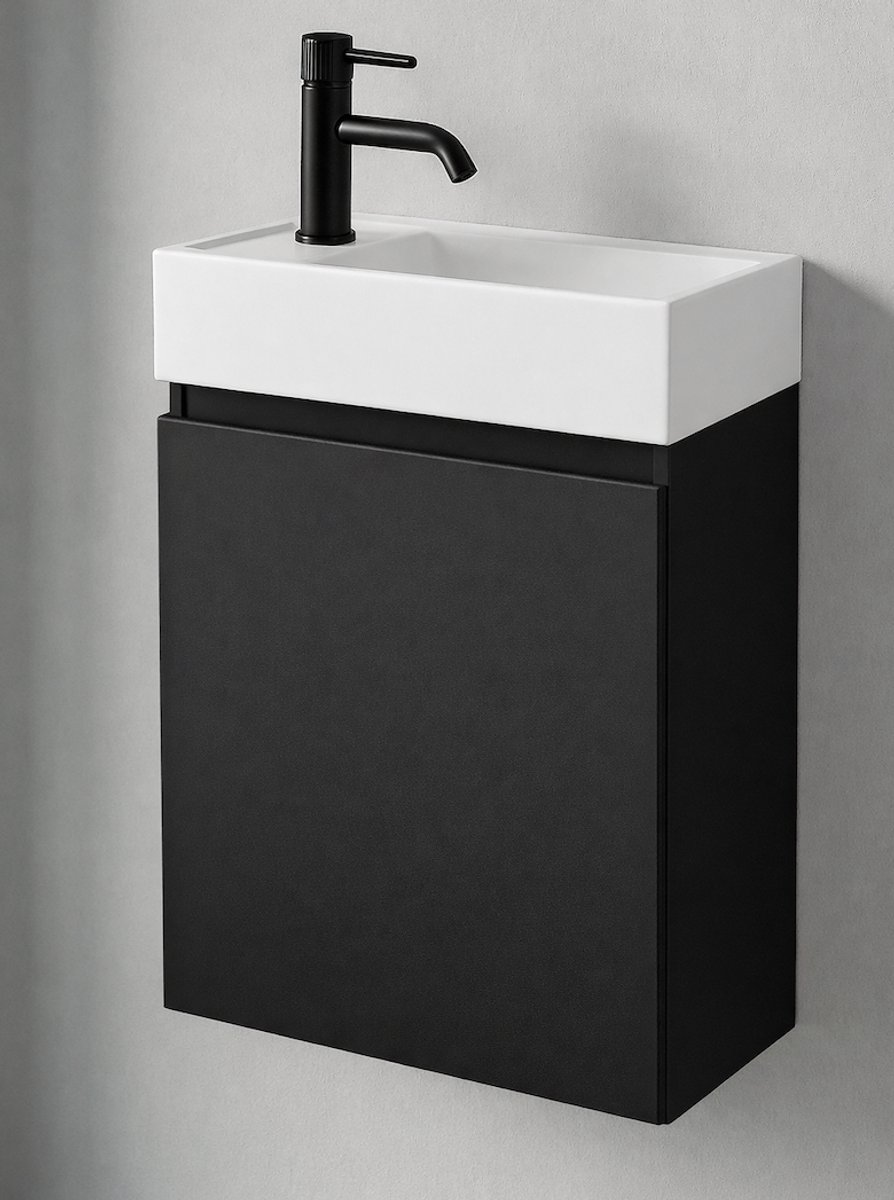 LINEA UNO - Volda 40 links - Mat zwart - Toiletmeubel - - 301667