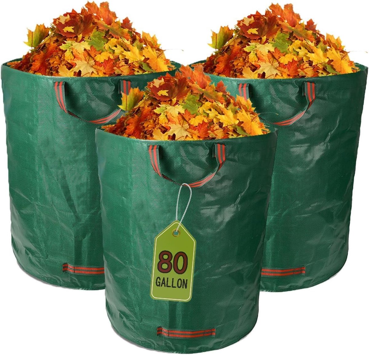 Tuinafvalzakken - Bladzakken Vuilniszakken - Tuinafval Verzamelen - Met 4 Handvatten - 60 Liter - Groen