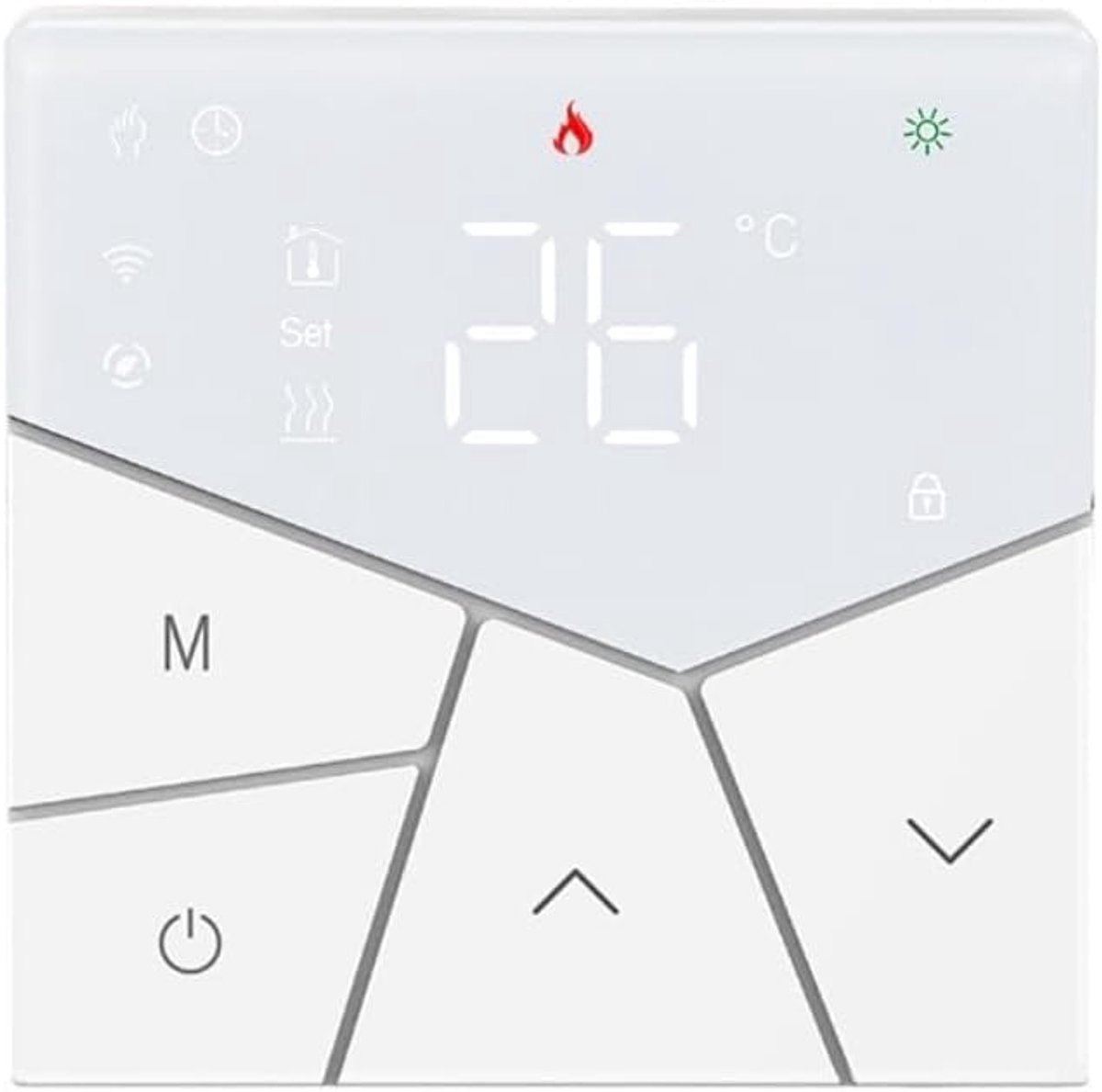 Slimme thermostaat - Vloerverwarming bediening - Energie besparen - App bediening - 86 x 86 mm - Wit