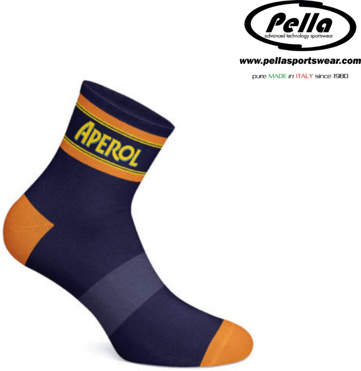 Pella - Aperol - Fietssokken zomer - 13 CM - Made in Italy - 42-44