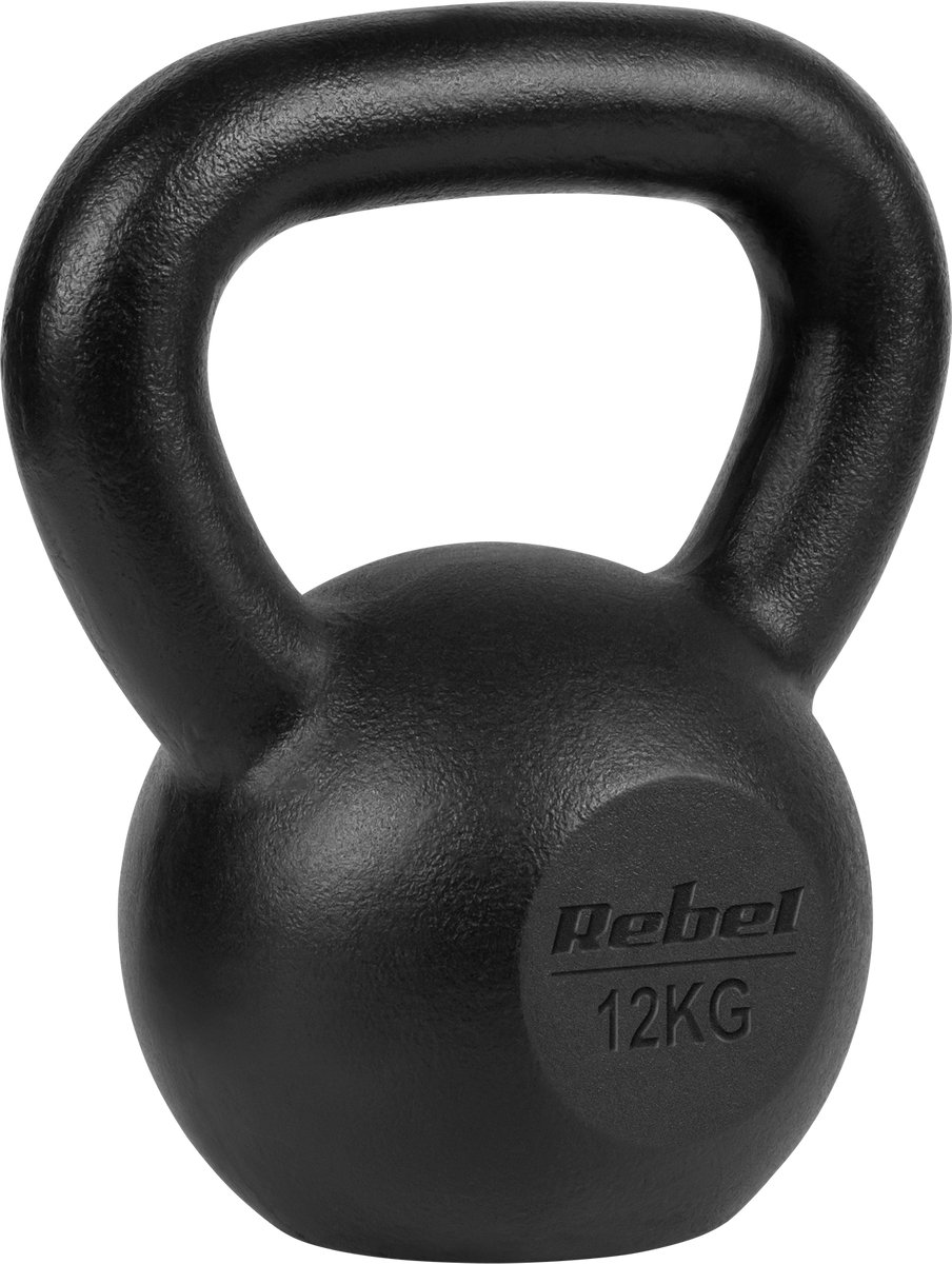 Rebel Active Serie - Gietijzeren Kettlebell - 12kg - Ergonomische Handgreep