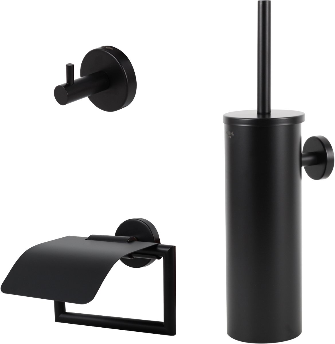 HUSH Living - Toiletaccessoireset 3-delig - geborsteld staal - zwart