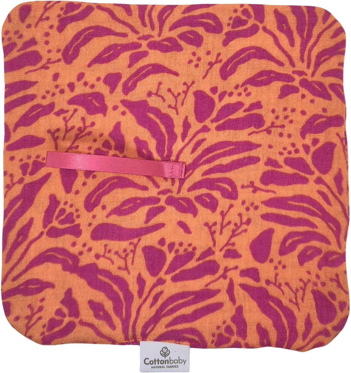 Cottonbaby speendoekje - Pippa flora - geschikt voor speen - 20x20 cm - oranje/fuchsia