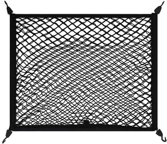 Bagagenet Auto - Kofferbaknet Netvak - Auto Organiseren - Dubbellaags Elastisch Net - 60x40 cm - Zwart