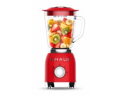Swiss Haus® BL1915 Blender – 1.5L Glazen Kan – 2 Snelheden + Pulse Functie – 600W Smoothie Maker – Retro Design – Veiligheidsschakelaar – Vaatwasmachine Bestendig – Rood