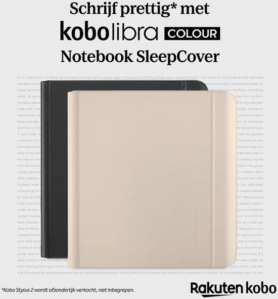 Kobo Libra Colour Hoes voor eReader - Notebook SleepCover - Beige - Met stylushouder van Kobo — afbeelding 5