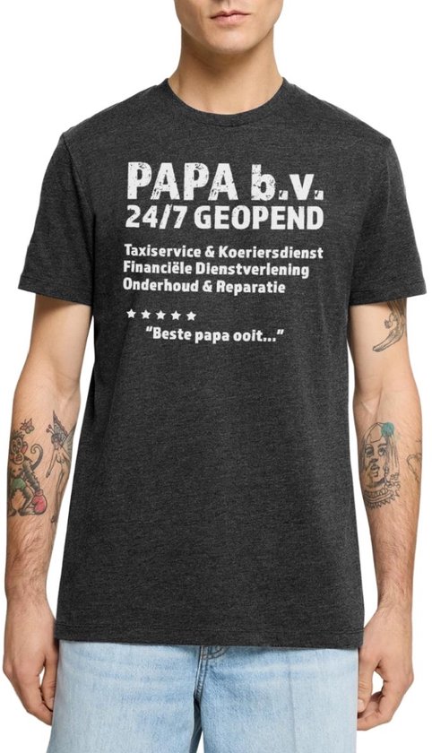 Papa B.V. 24/7 Geopend | Grappig Vaderdag Cadeau Premium T Shirt Heren