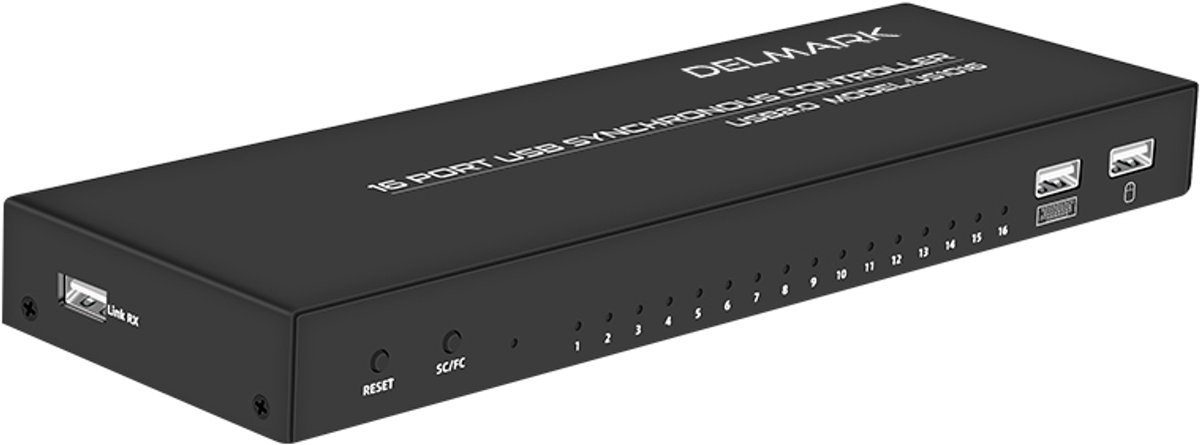 Delmark 16-Poorts USB Synchronous Controller – Muis & Toetsenbord Synchronisator – 16-Poorts KVM Switch – USB Switch – USB 2.0