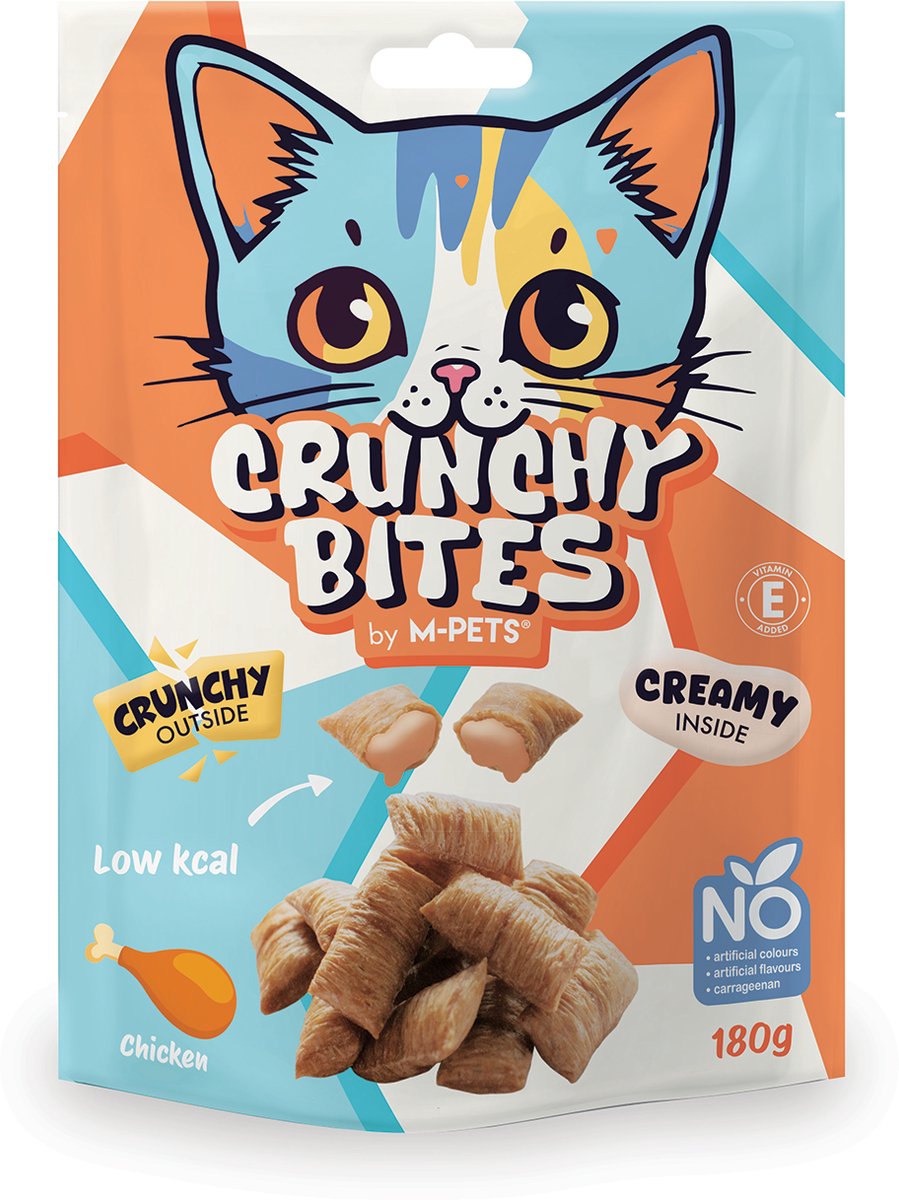 M-PETS CRUNCHY BITES kat snack kip - 180 g - per 10