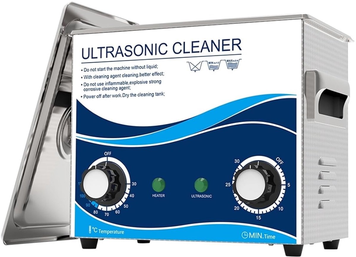 Ultrasone Reiniger - Sieraden Wasmachine - Vinyl Platen Reinigen - Met Verwarming - 32 Liter - Zilver