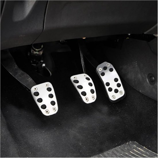 Rem Pedaal Cover - Gas Rem Pedaal - Auto Interieur - Roestvrij Staal - Set van 3 - Zilver — afbeelding 3