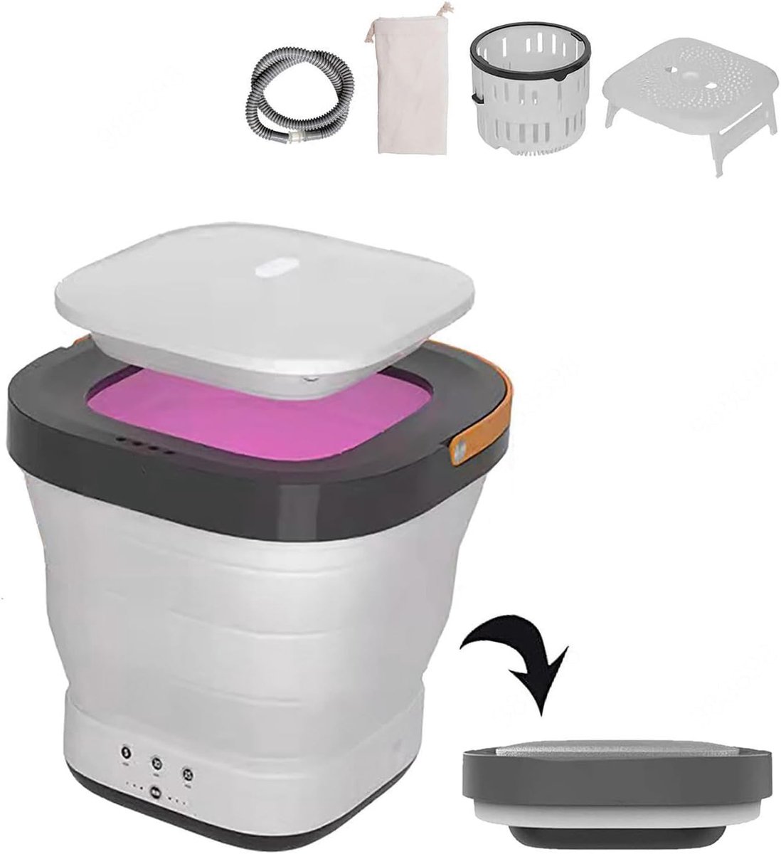 Opvouwbare Wasmachine Mini Wasmachine Droger Reizen Kamperen Met UV Drogen 10L Capaciteit Wit