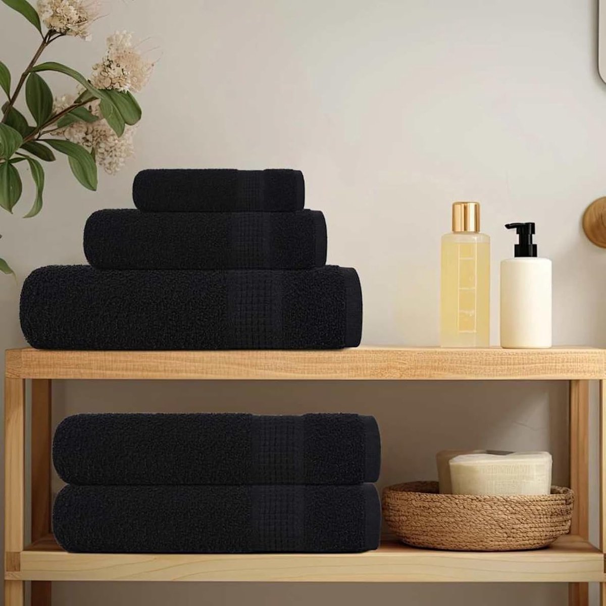 Badhanddoeken Set - Zachte Handdoeken - Wellness en Sauna - Oeko-Tex Gecertificeerd - 50x100 cm - Zwart