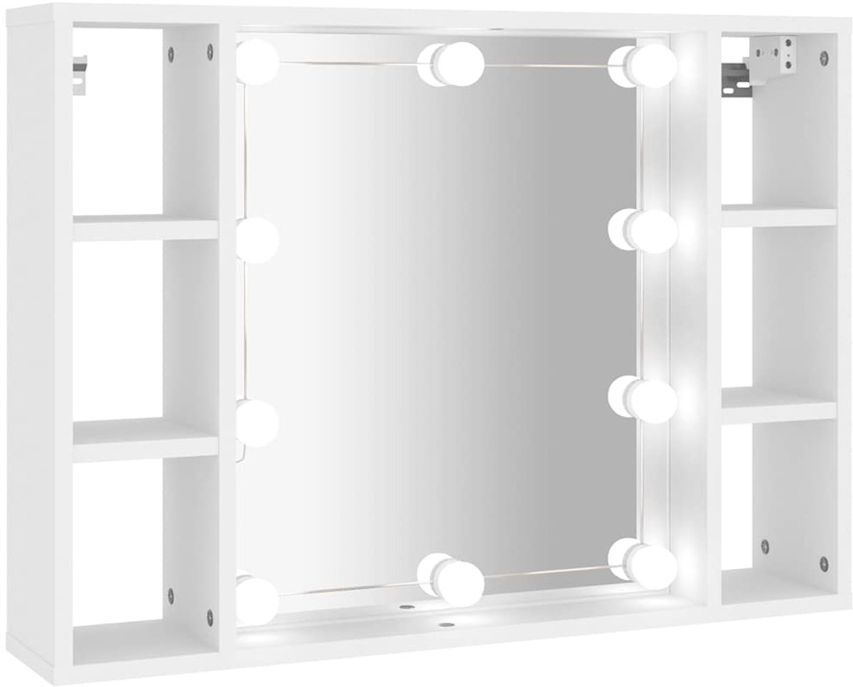 vidaXL - Spiegelkast - met - LED-verlichting - 76x15x55 - cm - wit