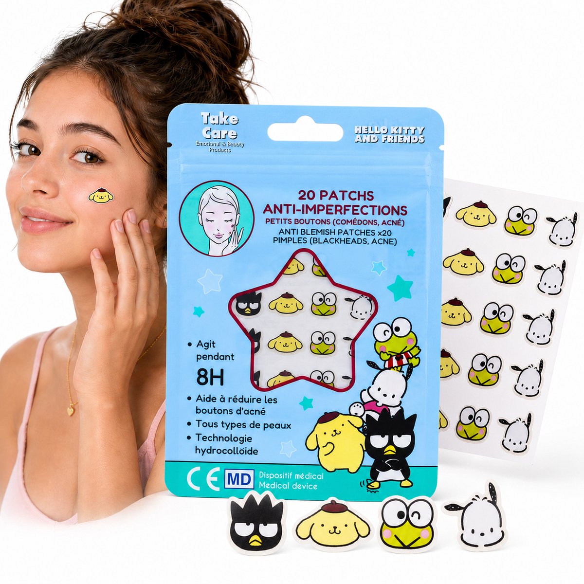 Hello Kitty Pompompurin Pimple Patch - Acne Patch - Pleister - Puistjes Pleister - Verwijdert Mee-eters - Sticker - 20 stuks