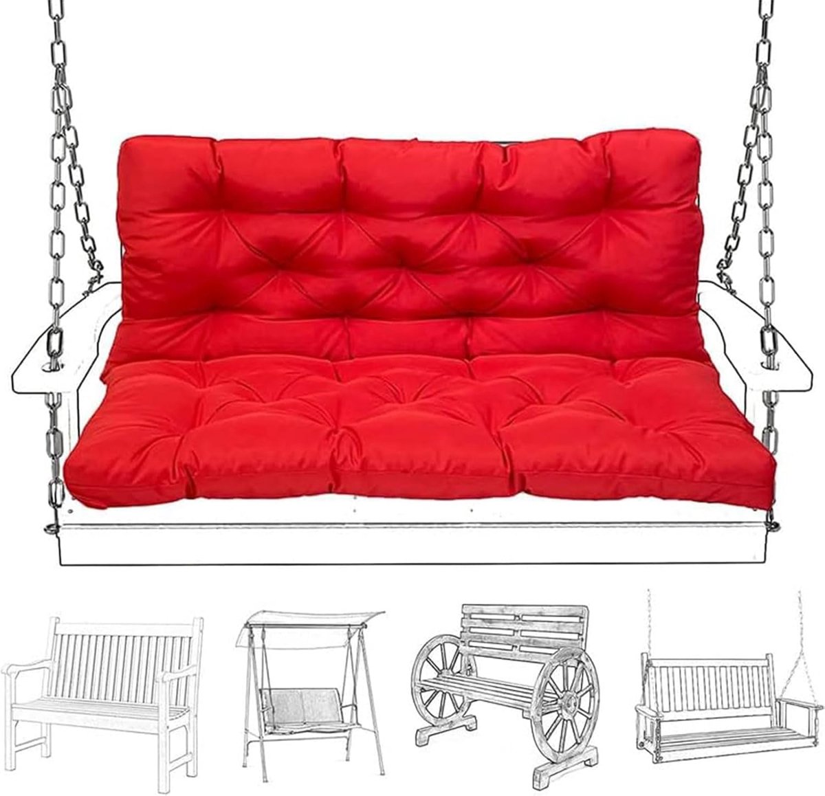 Tuinbankkussen Met Rugleuning - Buitenmeubilair Kussen - Comfortabel Zitten - Extra Dikke Vulling - 150x100cm - Grijs