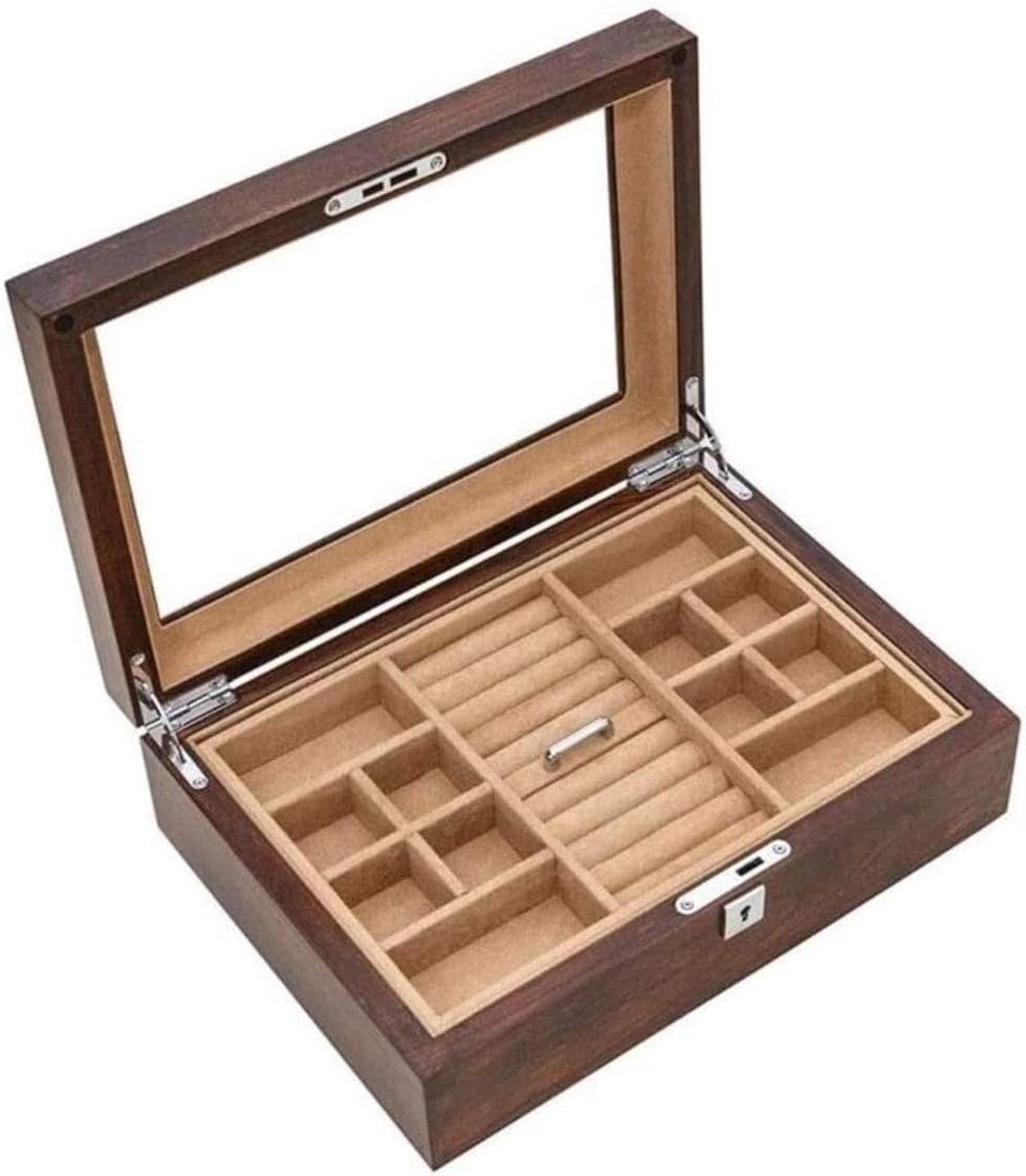 Juwelendoos - Sieradenkistje Organizer - Sieraden Opbergen - Met Slot En Sleutel - 30x22x10 cm - Blauw