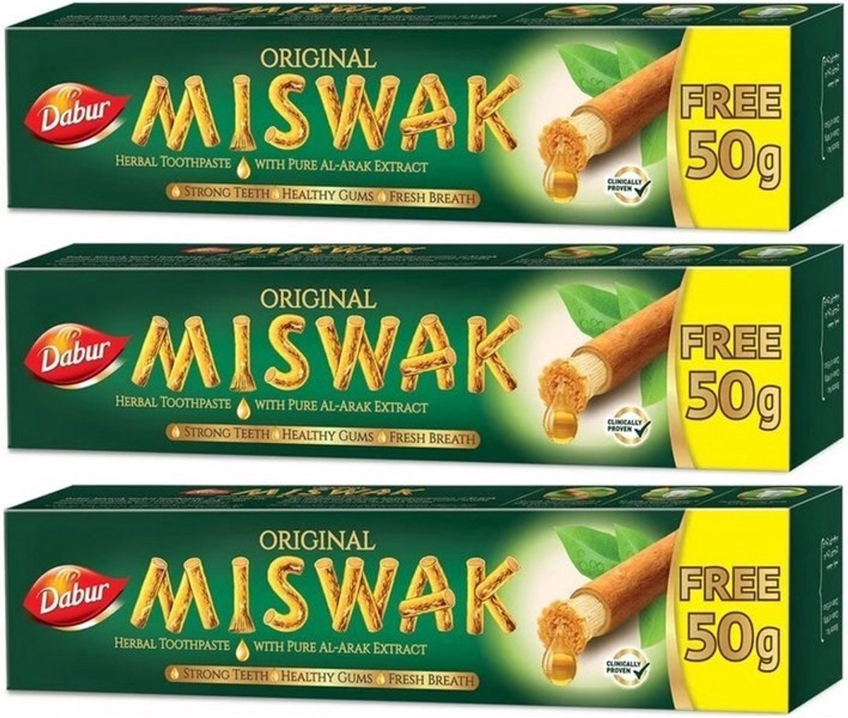 3x Dabur miswak tandpasta 170g (zonder fluoride)