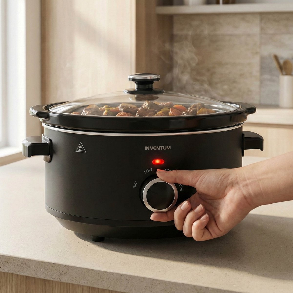 Inventum SC350B Slowcooker - 3,5 L - Warmhoudfunctie - Keramische Binnenpan - PFAS-vrij - Zwart – foto 5