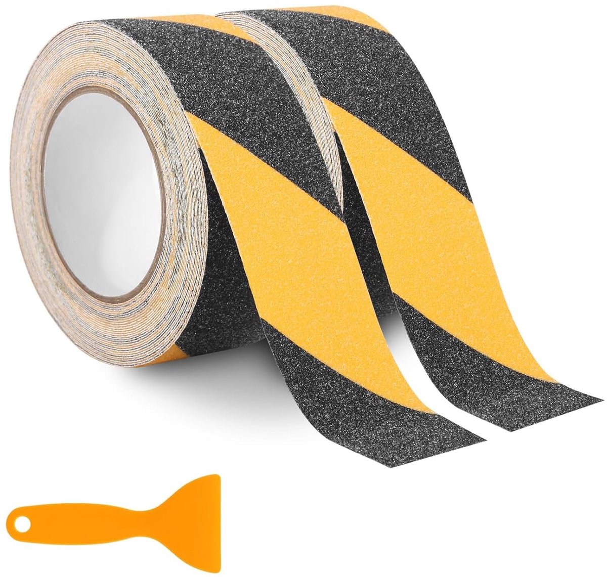 50 mm x 10 m Gele en Zwarte Anti-slip Plakband voor Trappen, Ladders en Badkamers - Waterdichte Gripstrips en Anti-slip Treden