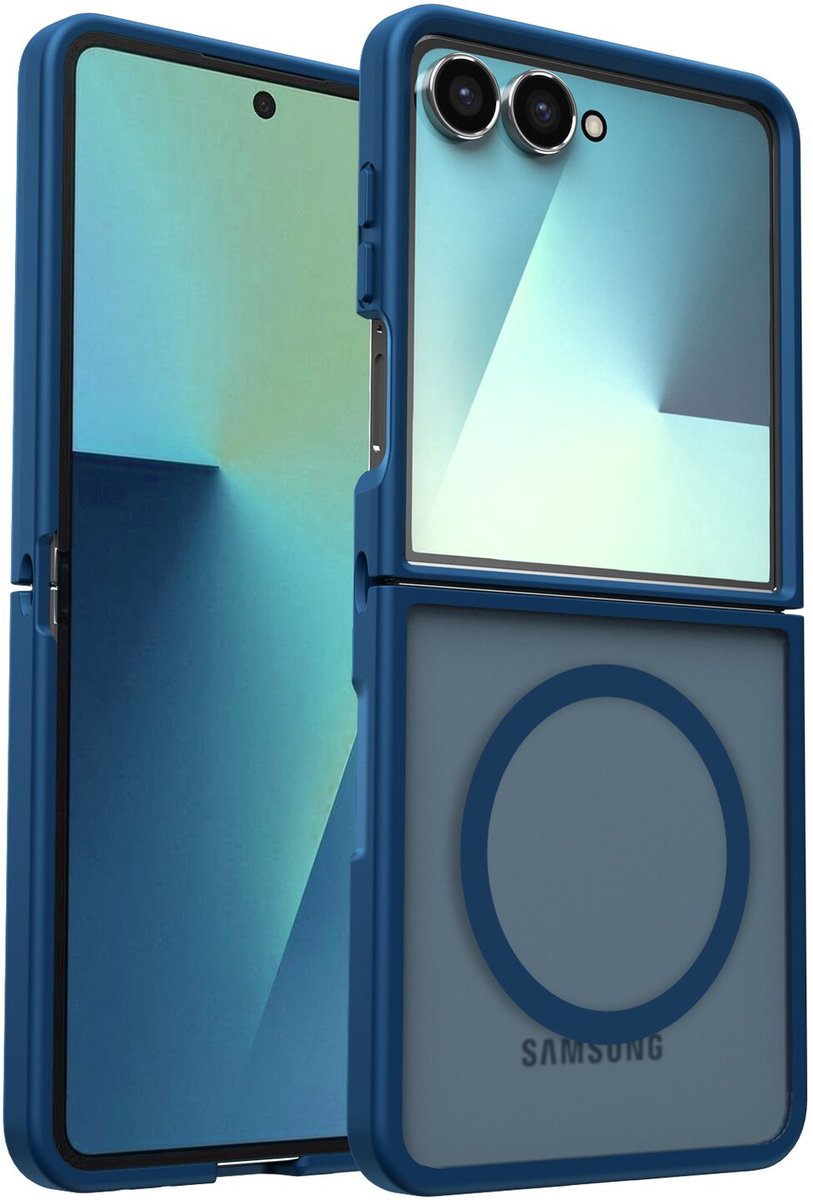 Hoesje Geschikt voor Samsung Galaxy Z Flip 7 - Compatibel met MagSafe / Qi2 - Matte Beschermhoes - Back Cover met Magneet - Blauw