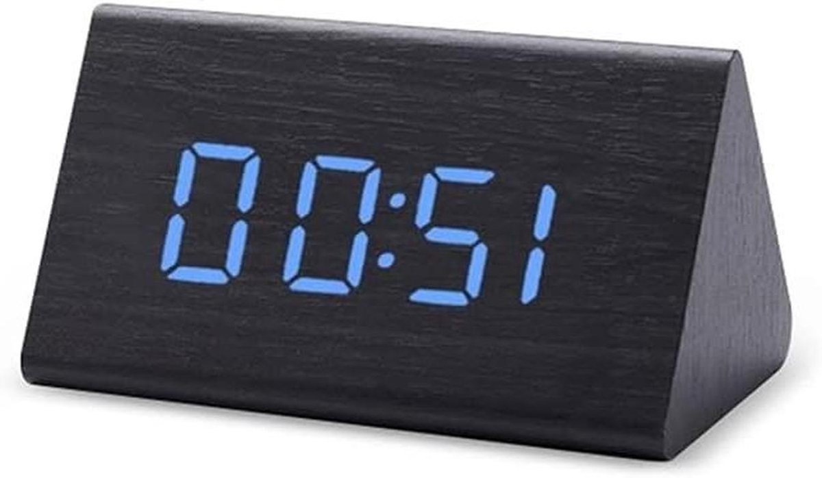Digitale Wekker - Houten Klok LED - Wakker Worden - Geluidscontrole Functie - Compact Ontwerp - Houtkleur