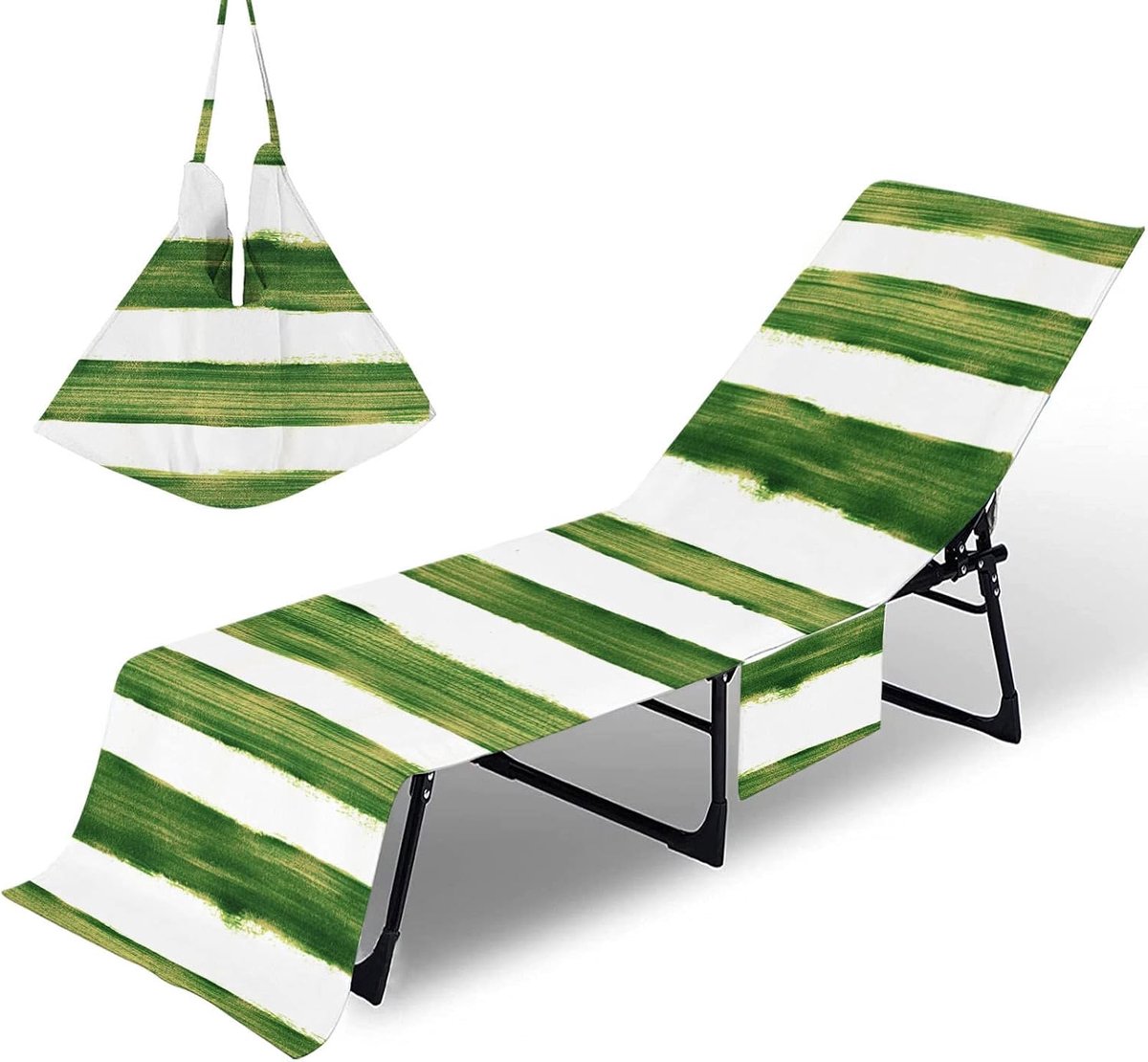 Strandlaken Stoelhoes - Lounger Handdoek Ligbed Hoes - Ontspannen aan Zee - Met Handige Zi