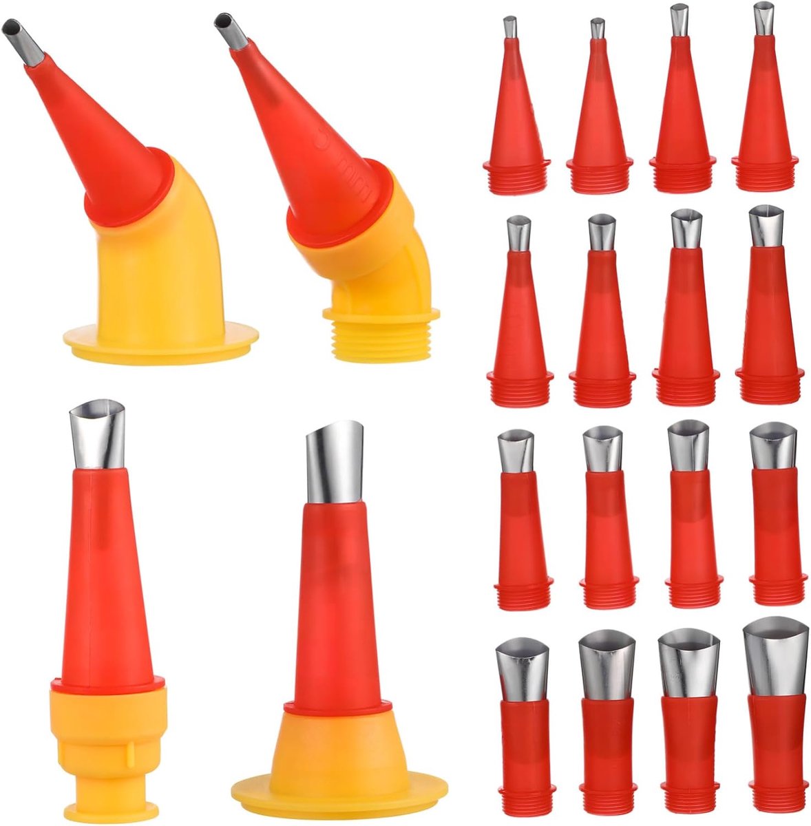 Kit Opzetstukken Kitspuit - Kit Hulpmiddelen - Kit Aanbrengen - Stabiel Ontwerp - 24 Stuks - Zilver