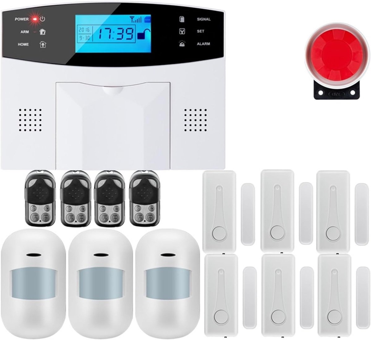 Smart Alarm Systeem - Inbreker Alarm - Huis Beveiligen - Draadloze Bediening - 181x136x34mm - Zwart