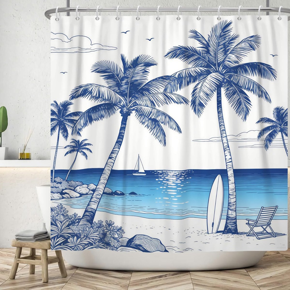 Douchegordijn - Badkamer gordijn - Badkamer decoratie - Waterdicht polyester - 90 x 180 cm - Blauw