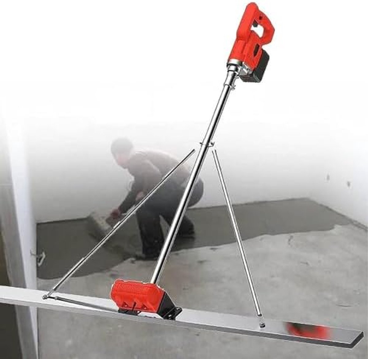 Beton Afwerkingsgereedschap - Dekvloer Finisher - Glad Beton Werk - Draadloos Batterij Aangedreven - 151 cm Blad - Grijs