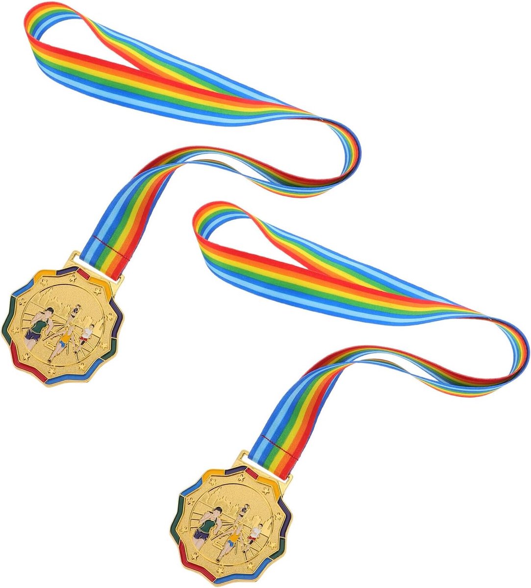Sportmedailles Set - Winnaarsmedailles Prijzen - Wedstrijden Belonen - Met Halslint - 7 cm - Goud