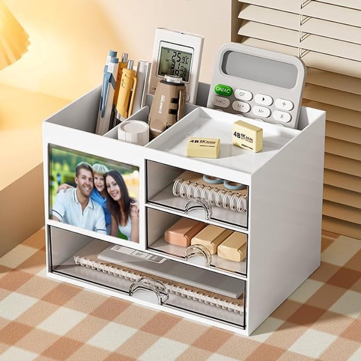 carmdering - Bureau-organizer - Kantoororganizer - Opbergsysteem - 20,8x15,5x14,3 cm, ABS, laden, watervast, montagevrij - Voor iPad, pennen & notities - Cadeau voor thuis & kantoor