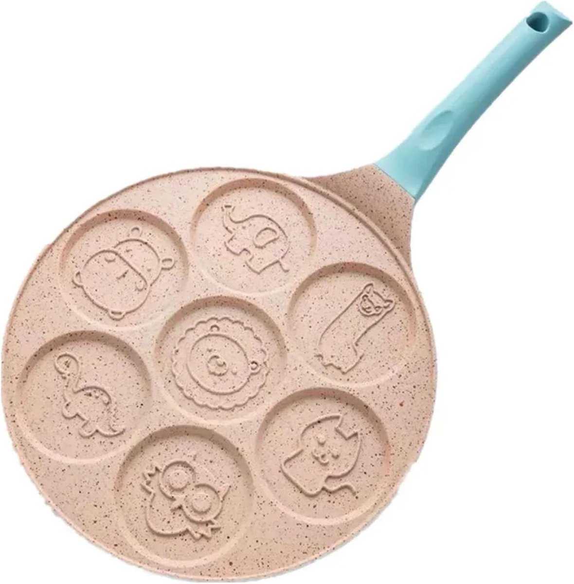 Pannenkoekenpan Met Anti-Aanbaklaag - Eierkoekenpan Pannenkoekpanvorm - Ontbijt Bakken - 7 Dierenpatronen - 1.00 Count - Blauw