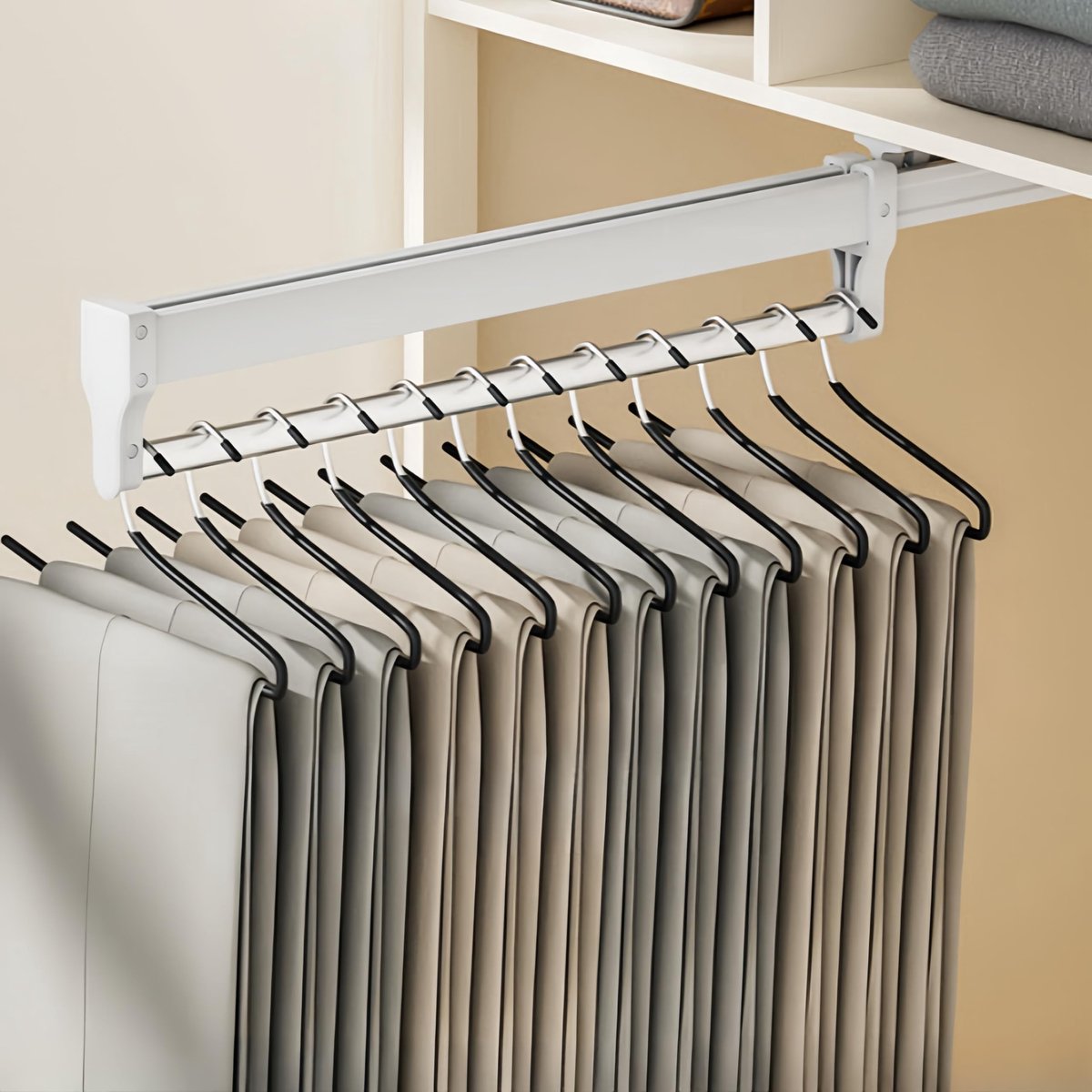carmdering - Uitschuifbare Kledingstang - 30 cm - Verstelbaar - Metaal - Wit - Voor Kast & Garderobe