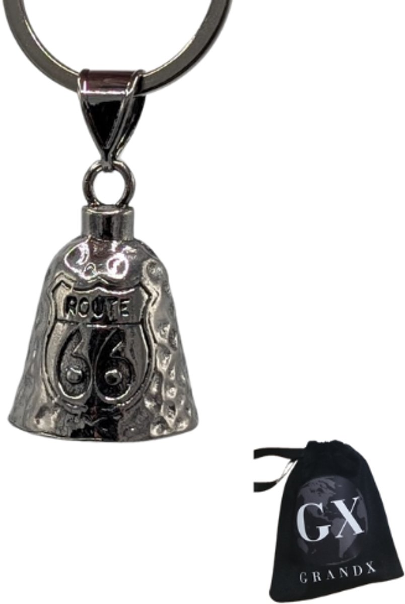 Grand X - Guardian Bell - Route 66 - Gremlin Bell - Sleutelhanger - Motor Sleutelhanger - Geluksbelletje Motor - Tas Hanger - Geloof