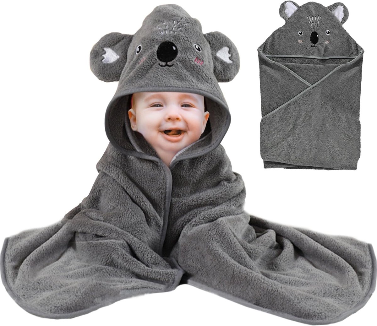 SolidKeus - Baby Badcape 80 x 80 cm met Schattige Oren