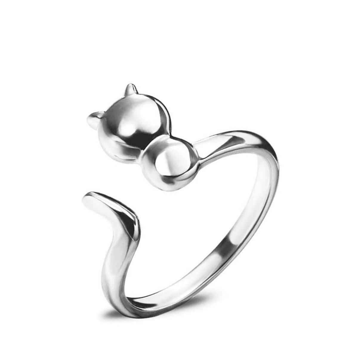 SolidKeus - Minimalistische Zilveren Katstaart Open Ring