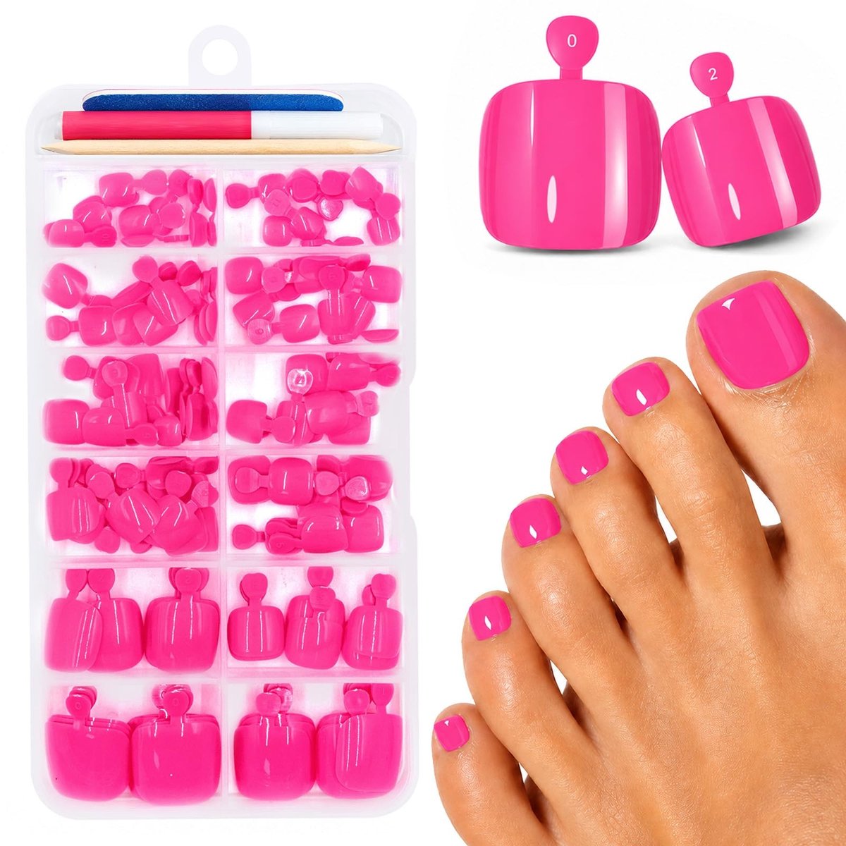 SolidKeus - Set van 120 Natuurlijke Kunst Teennagels met Lijm